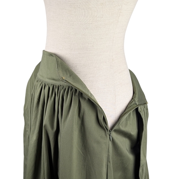 Toccin Sabine Tie Front Midi Skirt Stretch Cotton Pockets Olive S NWT - Picture 13 of 16
